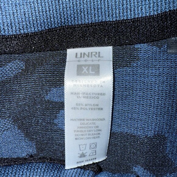Mens UNRL Quarter Zip Pullover Blue Camo Golf Stretch Long Sleeve Size XLarge - Picture 2 of 7